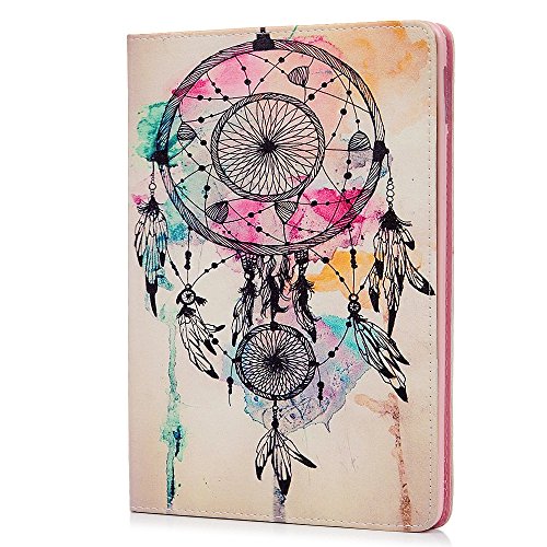 iPad 9.7 Inch Case, Mavis's Diary Colorful Painted Wallet Case PU Leather Shockproof TPU Inner Bumper Flip Cover with Card Slots Cash Pockets Kickstand Cover for iPad 9.7 Inch 2017, Dream Catcher