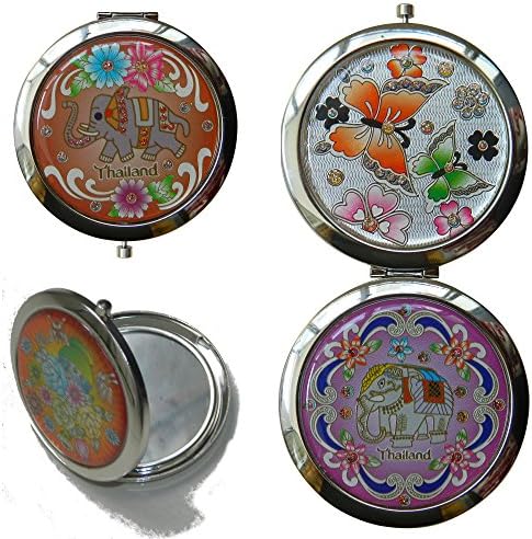 Compact Makeup Cosmetic Mirror for Purses or Travel 2 Inch Unique Design by Thai Made (Elephant Only)