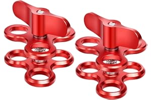 LetonPower 3-Hole 1" Aluminum Underwater Camera Clamp Ball Mount (2-Pack) - Underwater Bracket for Diving Light Arms & Camera Trays, Saltwater-Resistant Adapter for Scuba Photography/Videography Gear