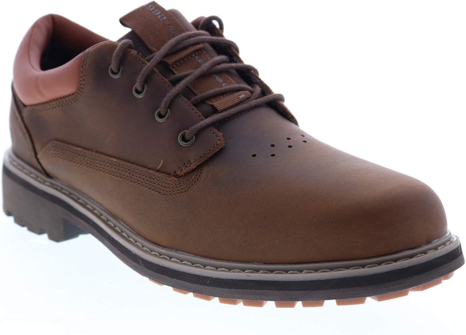 Skechers Mens Low Profile Leather Lace Up Shoes, 7 UK, Dark Brown