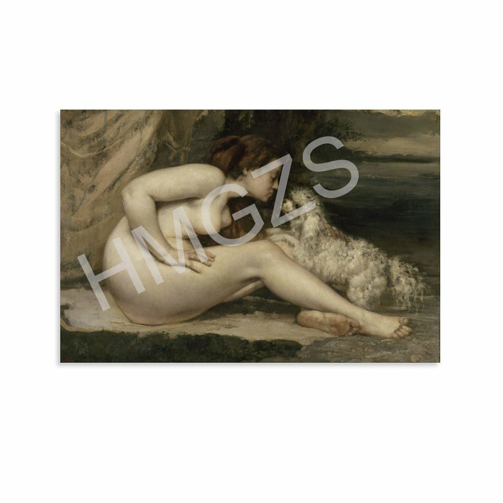 SDFWETGX Nackte Frau Mit Einem Hund, Gustave