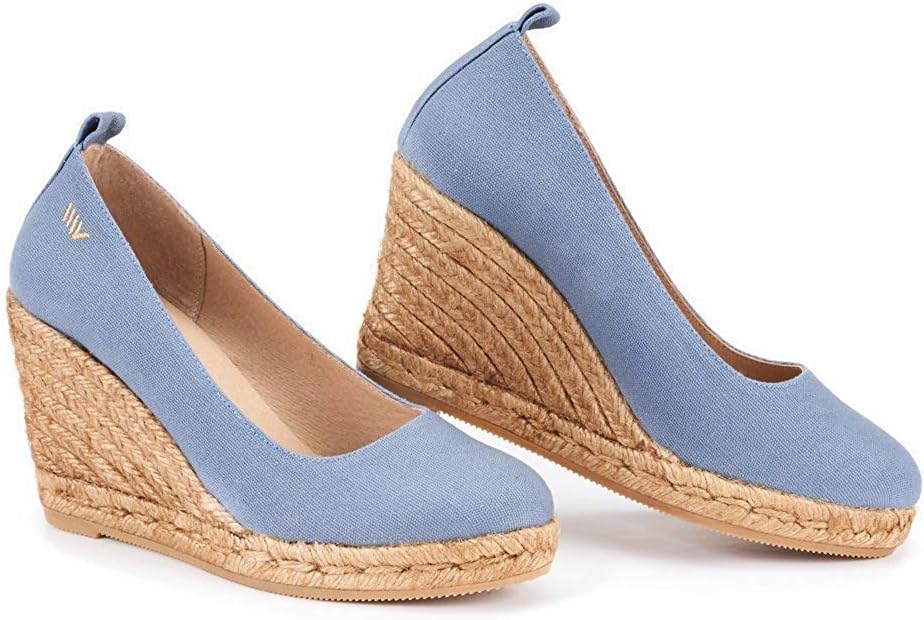 VISCATA BARCELONA 3.25" Wedge Pump, Canvas, Slip-on, Closed Toe, Espadrilles Heel Made in Spain