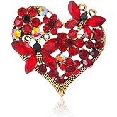 Rhinestone Heart Brooch for Women Sparkling Crystal Flower Brooch Pin Vintage Butterfly Brooches Clothing Wedding Birthday Party Christmas Jewelry Accessories