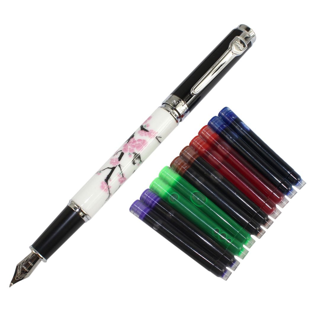 Gullor Elegant Calligraphy Pen Jinhao 8802 Plum Flower with Gift Box and Ink cartridges