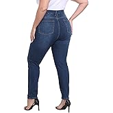 HAPPIERE Plus Size Jeans for Curvy Women High Waist Stretchy Cropped Pants Denim Jeggings with Pockets
