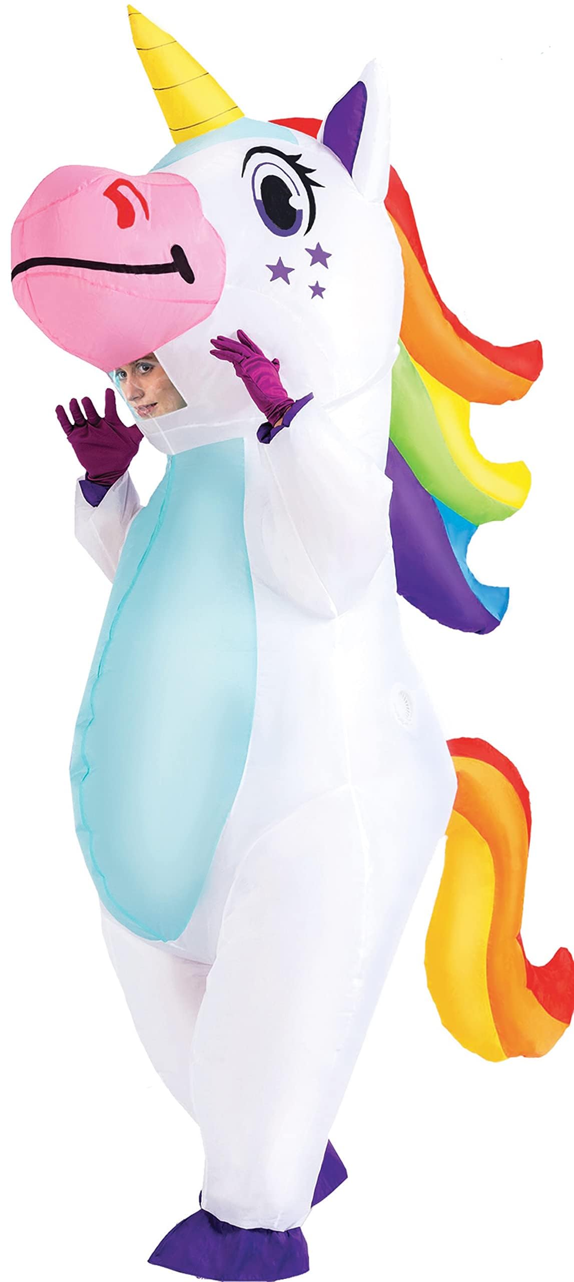 Photo 1 of Spooktacular Creations Halloween Inflatable Costume, Full Body Unicorn Blow Up Costume for Adults Dress Up Holiday Themed Cosplay Parties(White)