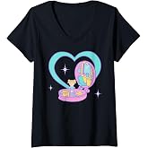 Womens Polly Pocket Heart Case V-Neck T-Shirt