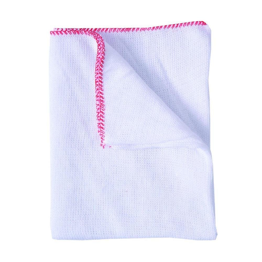 Robert Scott 100105 Towel, bleached, 12 x 18 cm, White/Red, 10 pack