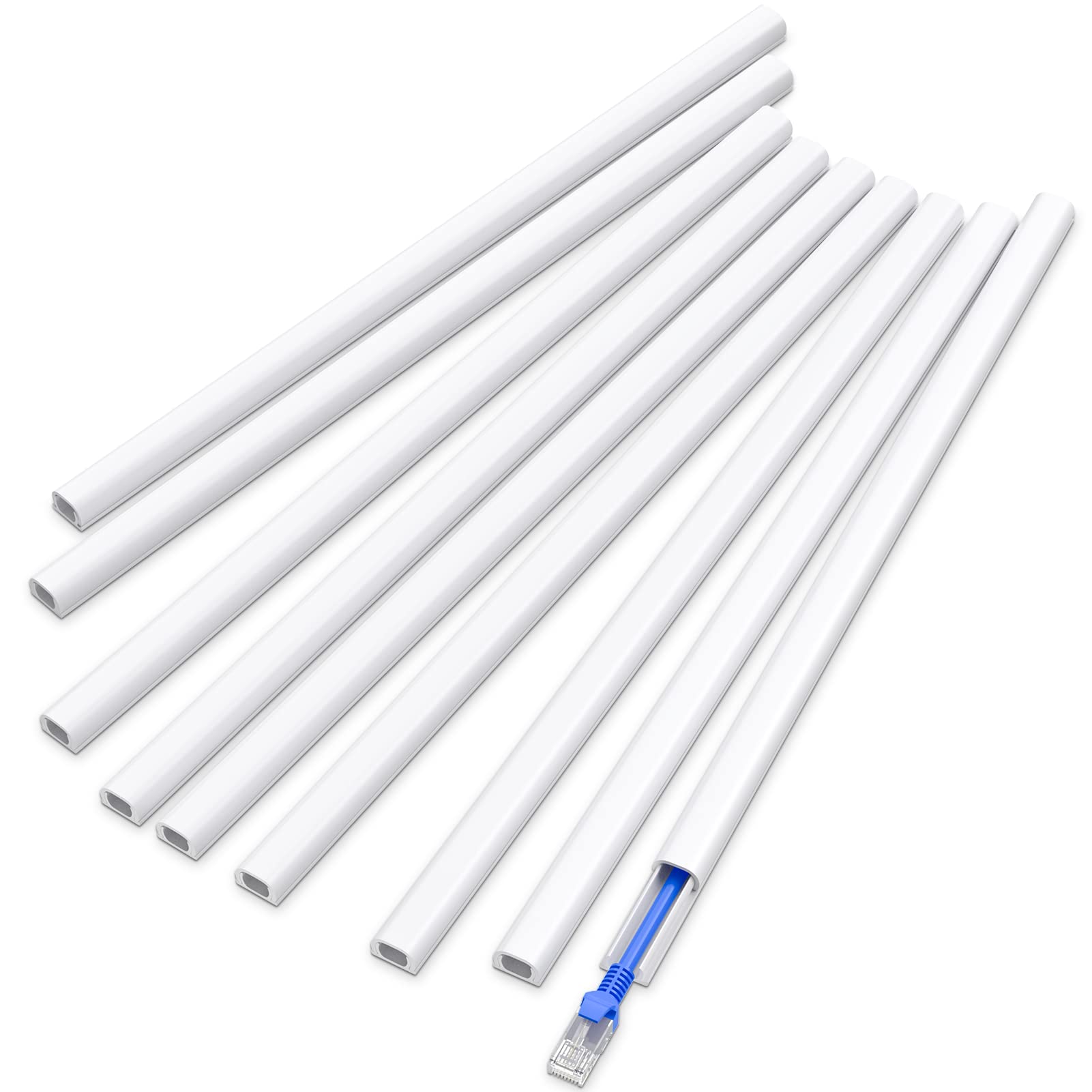 Delamu Cord Hider for 1 Cords, Self-Adhesive Cord Covers for Wires on Wall, Easier Install Wire Covers for Cords on Wall, Cable Wire Hider, Cable Cover Management Raceway, White