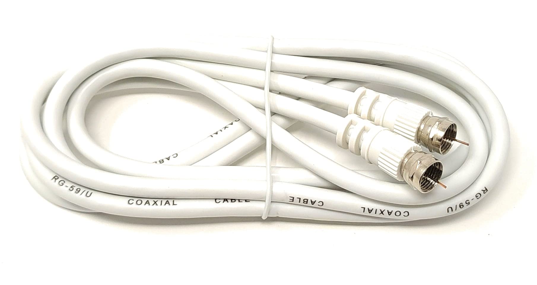 Maincore 1.5m Satellite, TV, Radio F Type Plug to Plug 75 ohm RG59 Coax Single Cable, Lead, Extension Cord (1.5m, White)