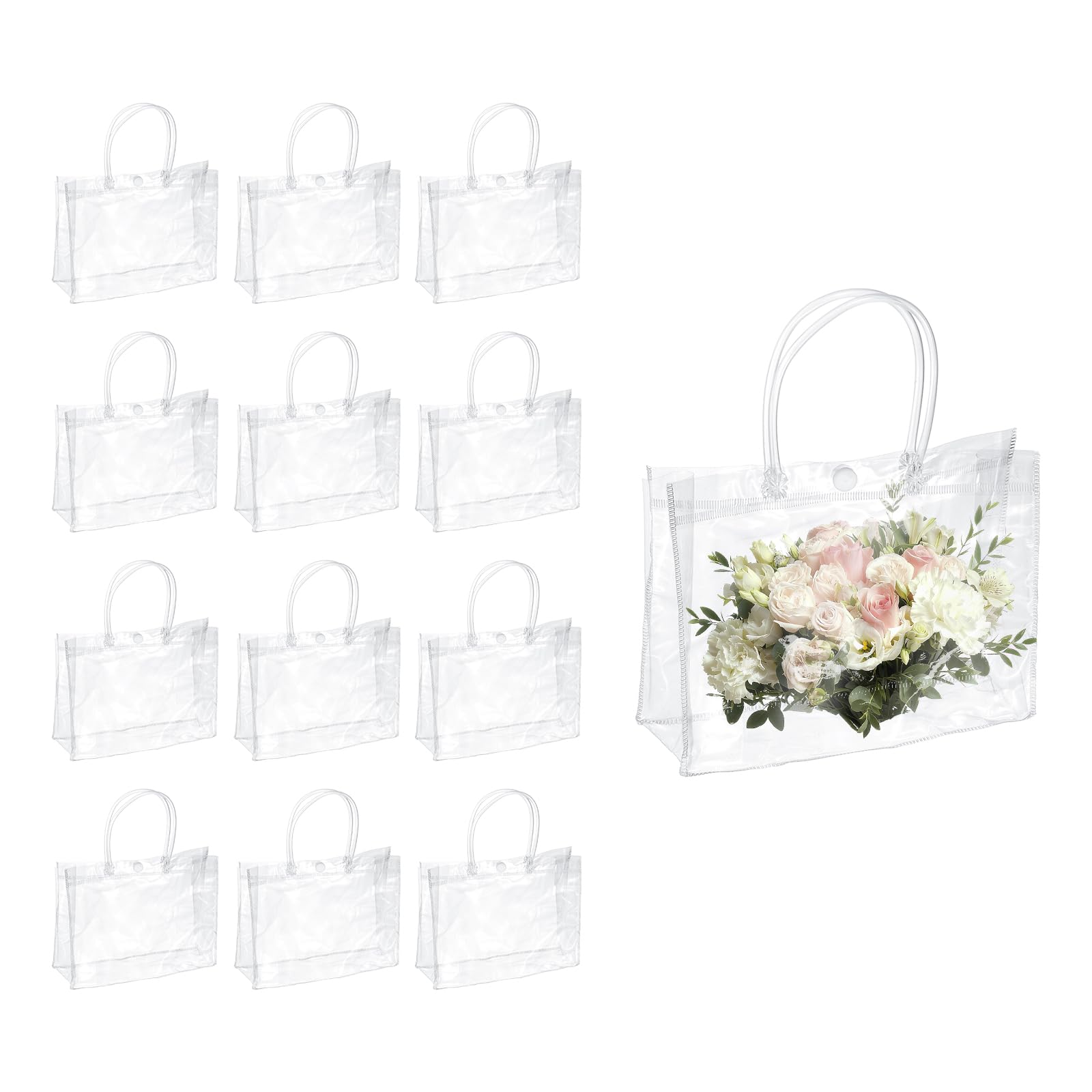 Photo 1 of ***ONLY TWO*** PATIKIL Clear Reusable Gift Bags with Handle, 12Pcs PVC Plastic Goodie Candy Treats Totes Bags for Wedding Birthday Festival Celebration Party (5.91" x 7.9" x 2.76")