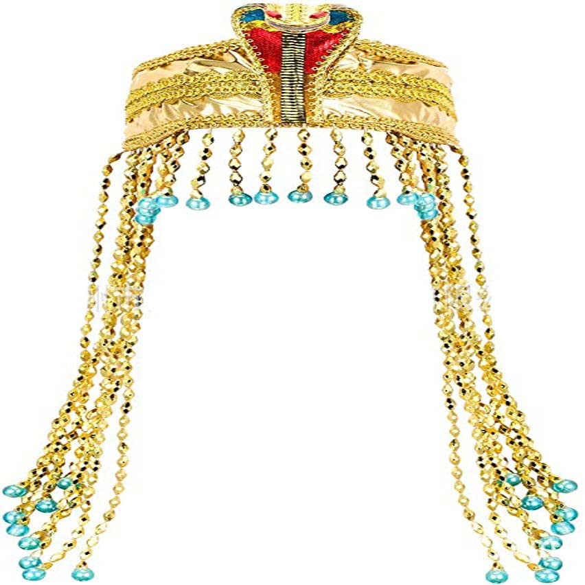 Women's Egyptian Costume Accessories Cleopatra's Headdress Gold Snake Beaded Headband Pharaoh's Crown Jewelry Cosplay Photograph Props for Halloween Carnival Costume Theme Party Show