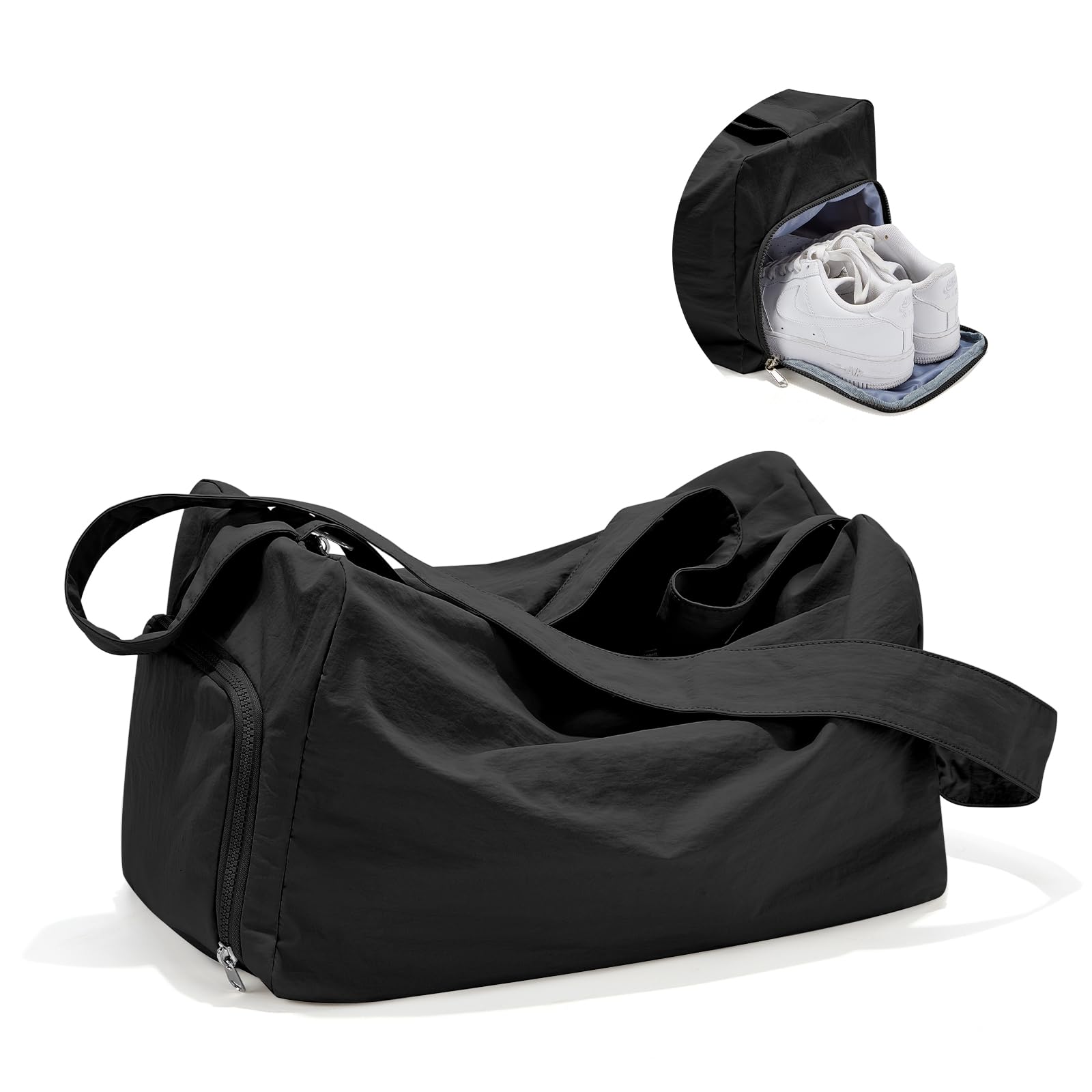 Large Gym Bag for Women Men, Sport Duffle Lightweight Crossbody Bags, Weekender Bags with Shoe Compartment Adjustable Strap Carry On, Tote Bag for Yoga, Dance, Tennis, Travel