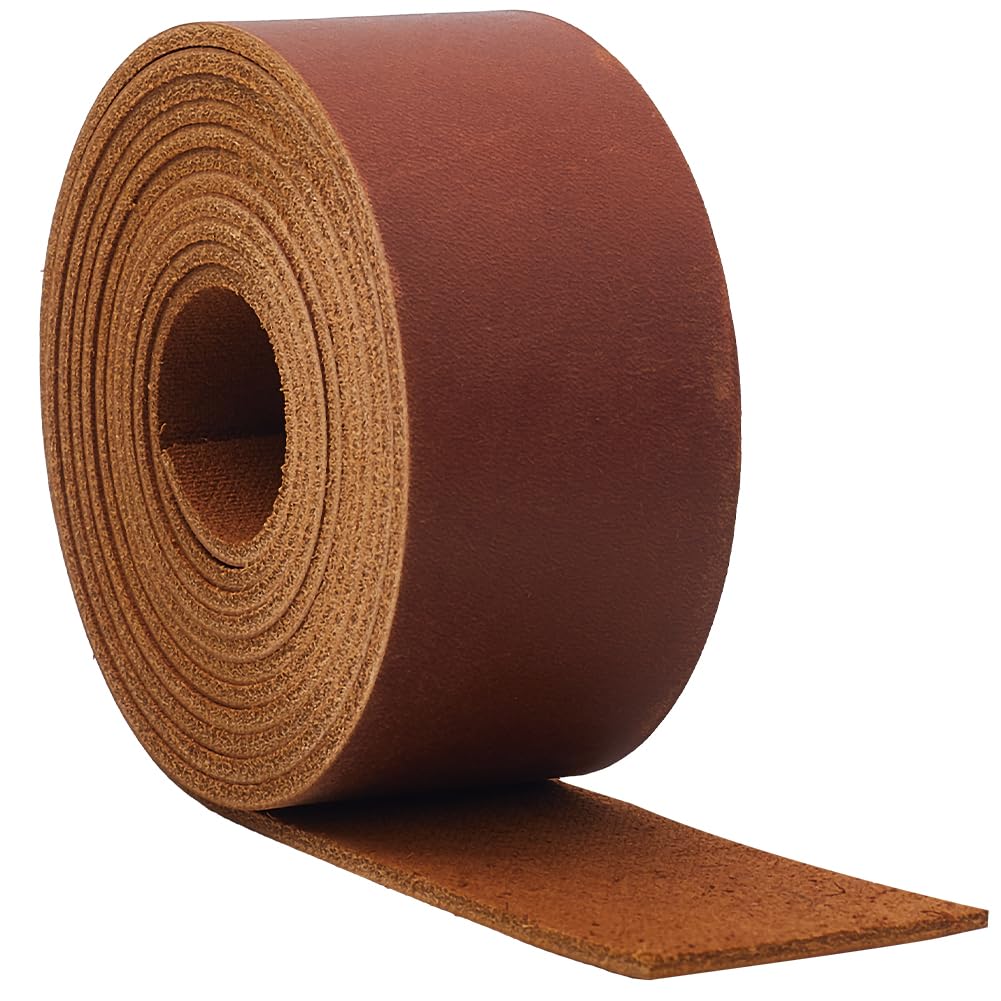 GORGECRAFT 37.5mm Wide Genuine Leather Strips 2m Long Crazy Horse Leather Straps 1.8mm Thick Cattle Hide Flat Leather Cord Full Grain Tanned Cowhide Leather String for DIY Crafts Belts, Saddle Brown