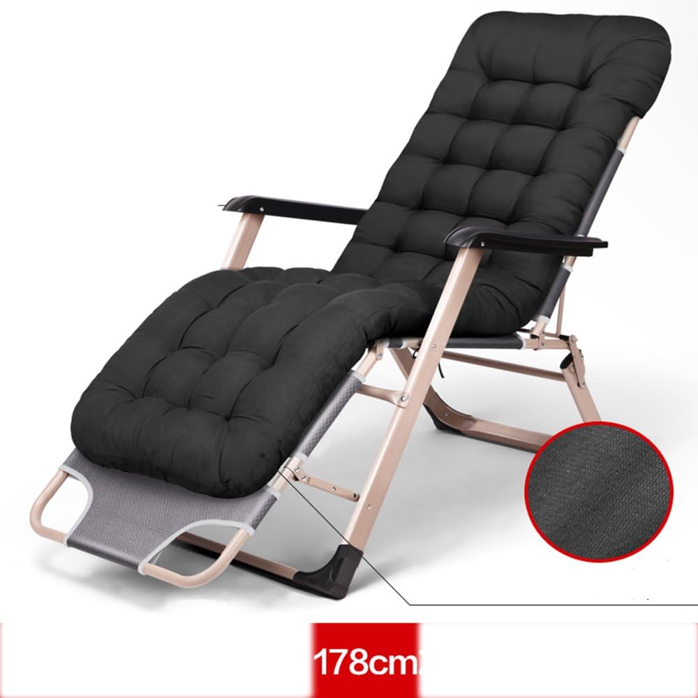 Rocking Chairs MEIDUO Folding Bed Zero Gravity Patio Lounge Chair Oversize with Padded Adjustable Recliner Support 300kg 3 Colors (Color : Black)