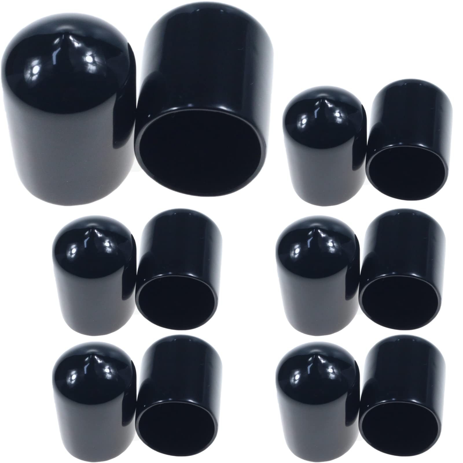 Photo 1 of Acocony 1 1/8 Inch Rubber Cap Round Rubber End Caps PVC Flexible Protector Plastic Plugs for Round Holes Black Pack of 12