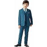 MAGE MALE Boys'5-Piece Suits Multiple Colour Tuxedo Formal Slim Fit Boys Suit Set with Suspenders and Adjustable Waist