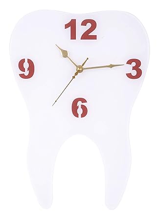 CrownLit Teeth Shaped Wall Clock for Dentist, Doctors, Kids and Tooth Lovers