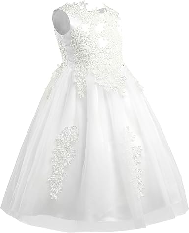 Amazon Com Subottn Kids Girls Floral Lace Wedding Birdesmaid Long Ball Gowns Birthday Party Fancy Dress Up Clothing