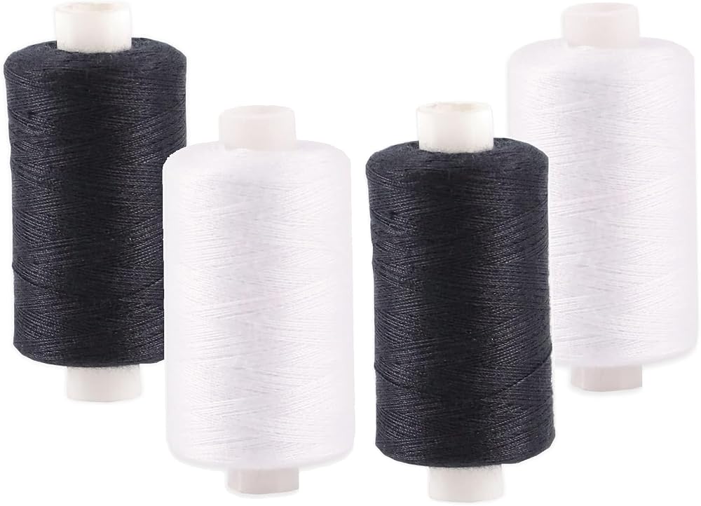 D.A.Y. Republic 500m Sewing Thread - Strong Black & White 4pc Spools