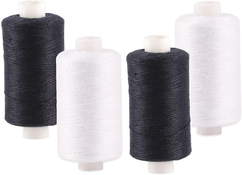 D.A.Y. Republic 500m Sewing Thread - Strong Black & White 4pc Spools