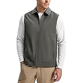 Rdruko Men's Golf Vest Lightweight Outerwear Windproof Water Resistant Grid Lining Vest with Zipper Pockets for Casual