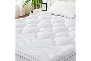 BDEUS Twin Mattress Pad, Extra Thick 1450GSM Mattress Topper, Four Leaf Clover Soft Mattress Protector Cover with 21" Deep Pocket for Back Pain Relief, 3D+7D Down Alternative Fill Overfilled, White