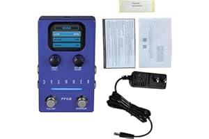 POENVFPO Drum Machine Guitar Effects Pedal, 121 Rhythms 66 Slots, BPM Control, LED Indicators, Stereo I | O, Blue, for Guitar