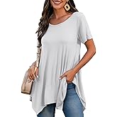 BELAROI Plus Size Tops for Women Summer Casual Tshirts Tunic Short Sleeve Loose Fit Outfits 1X-5X