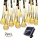 Icicle Solar String Lights Outdoor,19.2 Ft 8 Modes 30 Water Drop LED, Christmas Lights for Garden Decorations, Fence, Patio, Xmas, Wedding, Party and Holiday (2 Pack, Warm White)