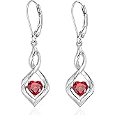 Infinity Birthstone Dangle Leverback Earrings 925 Sterling Silver Birthday Mothers Day Anniversary Christmas Earrings Jewelry for Women