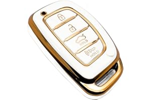 FEYOUN Key Fob Cover Compatible with Hyundai Elantra Elantra GT Ioniq Sonata Tucson Smart 4 Buttons TPU Remote Keyless Key Fob Case Protection Shell Accessories, White
