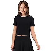 Lilax Girls Short Sleeve Crewneck Crop Top Tee