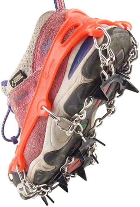 Ice Crampons,Child 11 Teeth Stainless Ice Spikes Anti Slip Shoe Cover