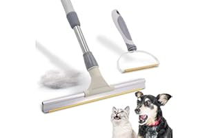 Pawfun Pet Hair Remover Bundle, Reusable Carpet Rake with Telescopic Handle for Dog Hair Remover, Easy Cat Hair Remover & Durable Carpet Scraper Pet Hair Removal Broom for Couch Rugs
