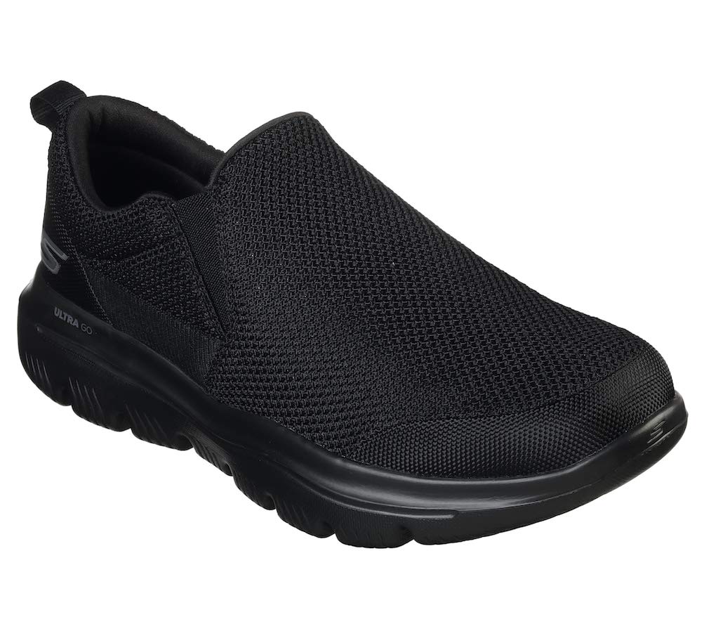 SkechersMen's Go Walk Evolution Ultra-impec Slip On Trainers, Black Black Textile Bbk, 11 UK