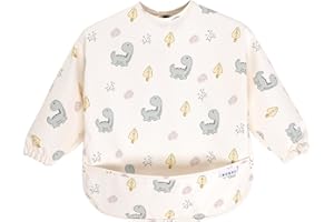 BUBEI Mess proof baby feeding bibs, Smock bibs for baby, Waterproof bibs, Long sleeve baby bib for eating, Toddler smock bib