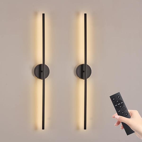 BATTERY OPERATED WALL SCONCES SET OF TWO, DIMMABLE...