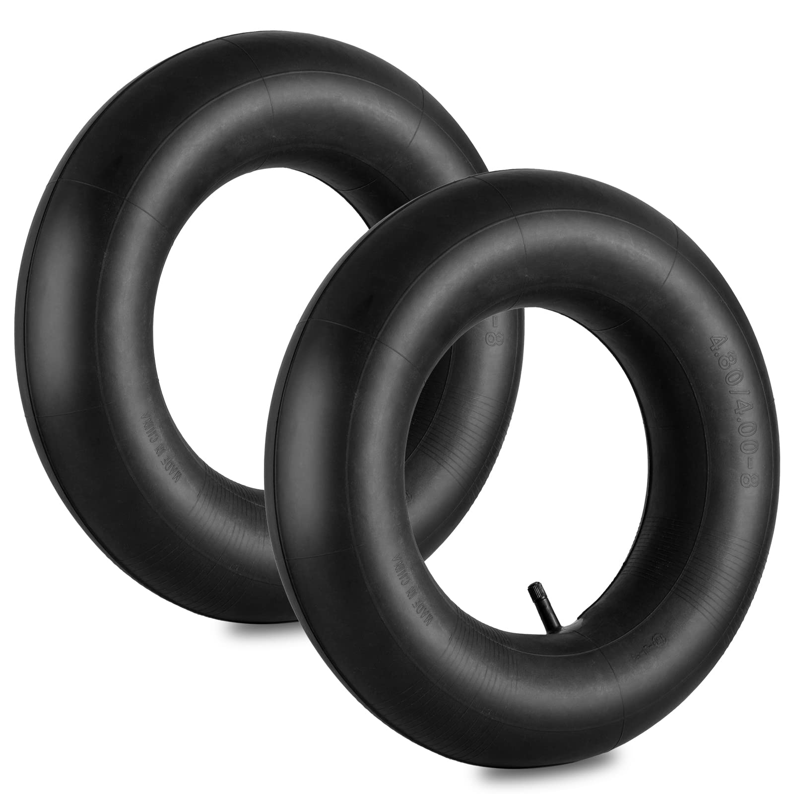 Photo 1 of NIGOOLATA 4.80/4.00-8" Inner Tube with Straight Valve Stem (2-Pack) - Heavy Duty Replacement Tire Tubes for Wheelbarrows, Mowers, Hand Trucks, Dollies