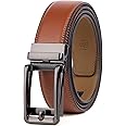Founders & C Men's Leather Ratchet Comfort Click Belt Dress with Slide Buckle -Adjustable Trim to Fit