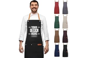 Personalized Aprons for Women & Men Custom Aprons with Pockets, Name or Photo Print, Customized Customizable Kitchen & Grill 