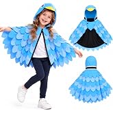 Yuminefeety Halloween Pigeon Cloak Costume with Hood Short Blue Pigeon Cape | Fleece Bird Book Character Costume for Halloween Animal Cosplay Dress Up Party World Book Day Character Role playing