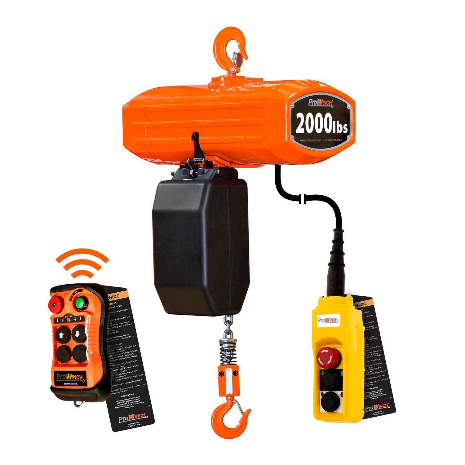Photo 1 of **PARTS ONLY***Prowinch Portable Electric Hoist - 2000 lbs Electric Chain Hoist with Wireless Remote Control, 20 ft Lifting Height, Single-Phase Dual Voltage 110~120V / 220~240V, G100 Chain, Overhead Crane, 1 Speed