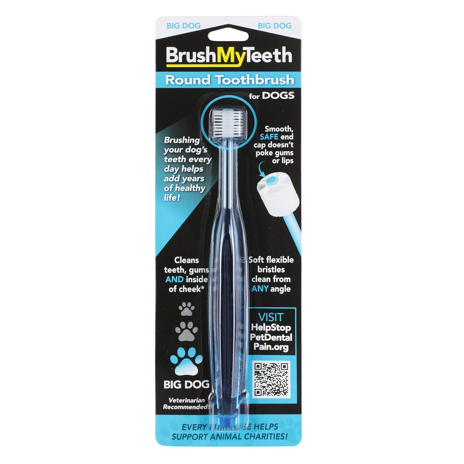 BrushMyTeeth Big Dog Toothbrush - Round Soft Pet Toothbrush - Soft Flexible Bristles for Safe and Gentle Brushing