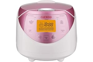 CUCKOO CR-0631F 6-Cup (Uncooked) / 12-Cup (Cooked) Micom Rice Cooker with Nonstick Inner Pot, 7 Menu Modes, LCD Display, Fuzzy Logic Tech, Auto Clean (White/Pink)