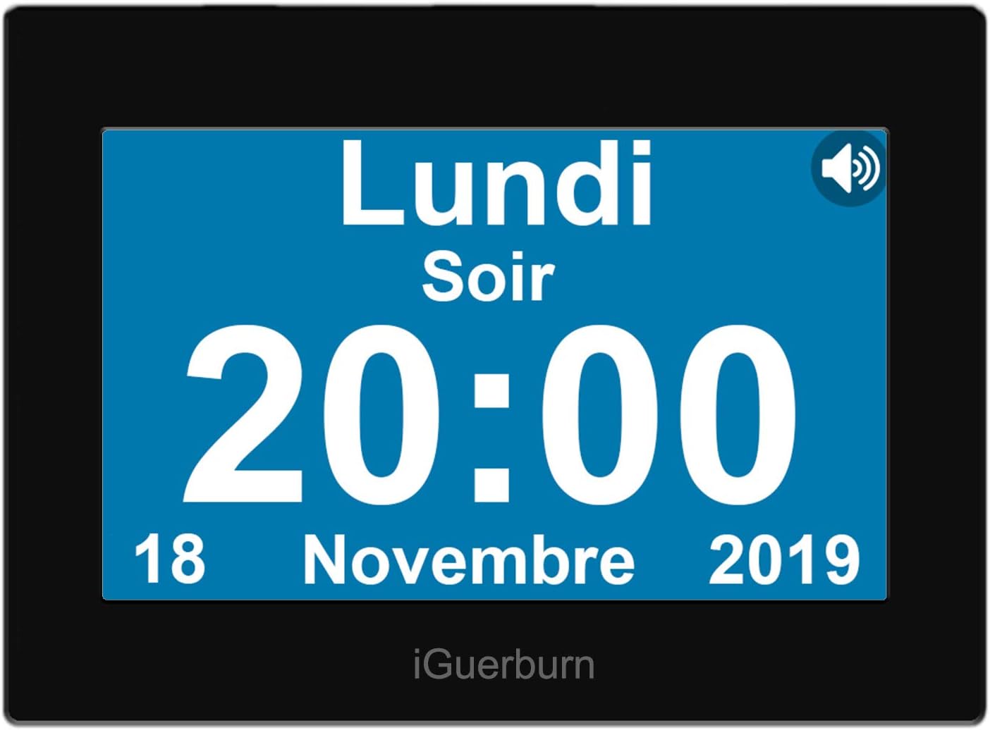 Iguerburn Horloge Parlante Grand Ecran Tactile 8 Pour Personnes Atteintes De Seniors Alzheimer Deficients Visuels Perte De Memoire Calendrier Numerique Avec Date Heure Et 8 Alarmes Noir Amazon Fr Cuisine Maison