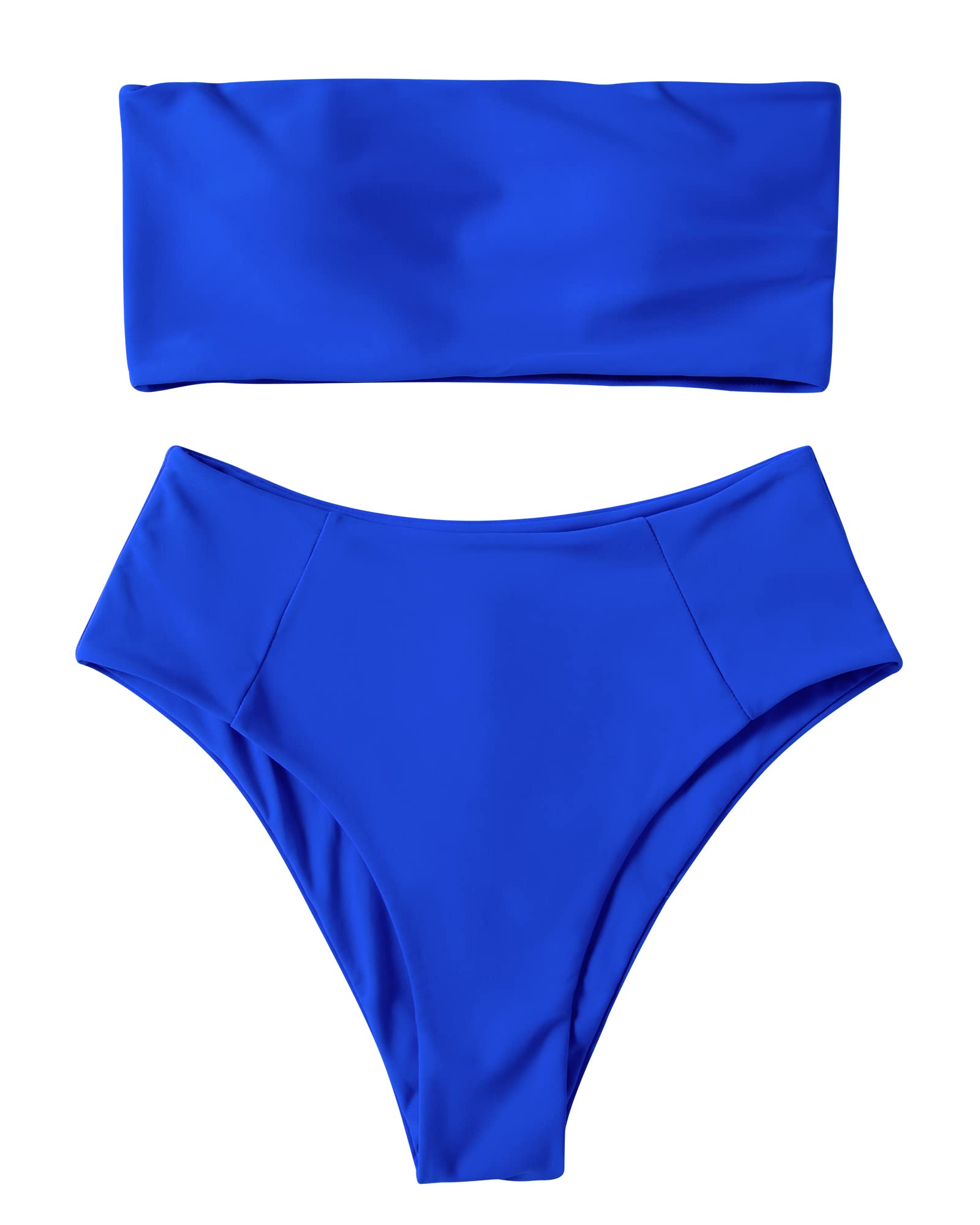 Photo 1 of OMKAGI Women Bandeau Bikini Swimsuits Cheeky Off Shoulder Bathing Suit(M,Royal Blue)