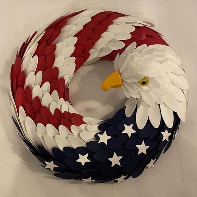 American Eagle Wreath, Patriotic Flag Garland, Handcrafted
