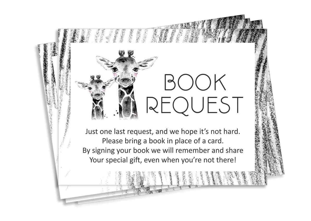 Inkdotpot 30 Giraffe Jungle Animals Baby Shower Book Request Cards Bring A Book Instead Of A Card Baby Shower Invitations Inserts Games