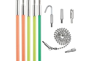 KLEIN TOOLS 50254 Multi-Flex Glow Fish Rod with Splinter Guard Coating, (5) Fish Rods with Bullet Nose, Magnet, Chain Attachments, 25-Foot